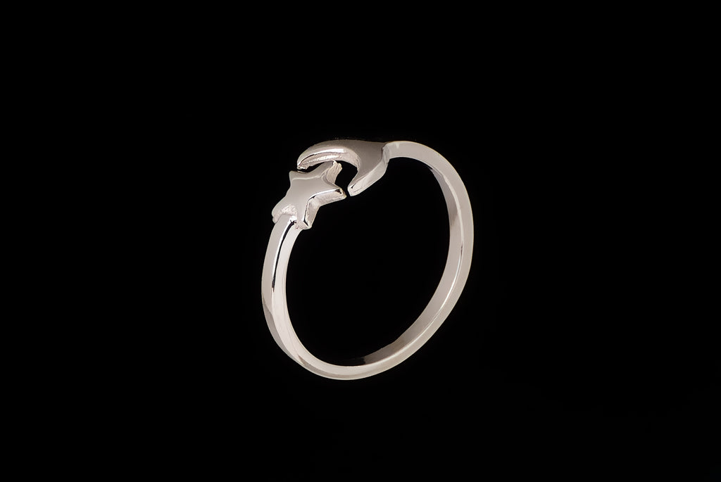 Small Ring Moon & Star - Bambu Silver Jewellry