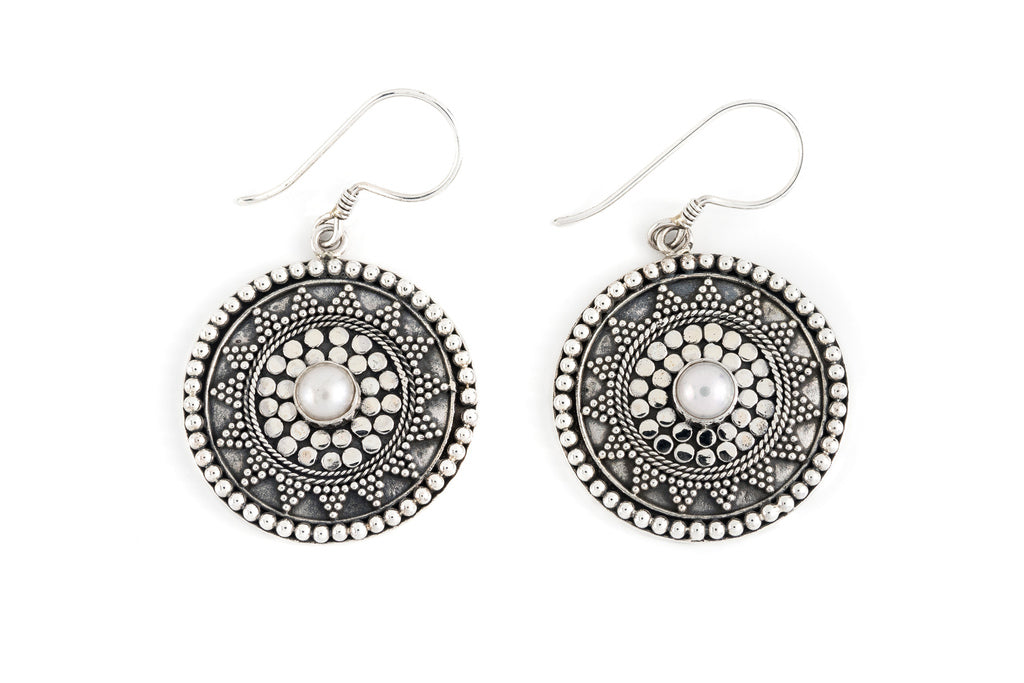 Earring Sombrero with Pearl 2.7cm