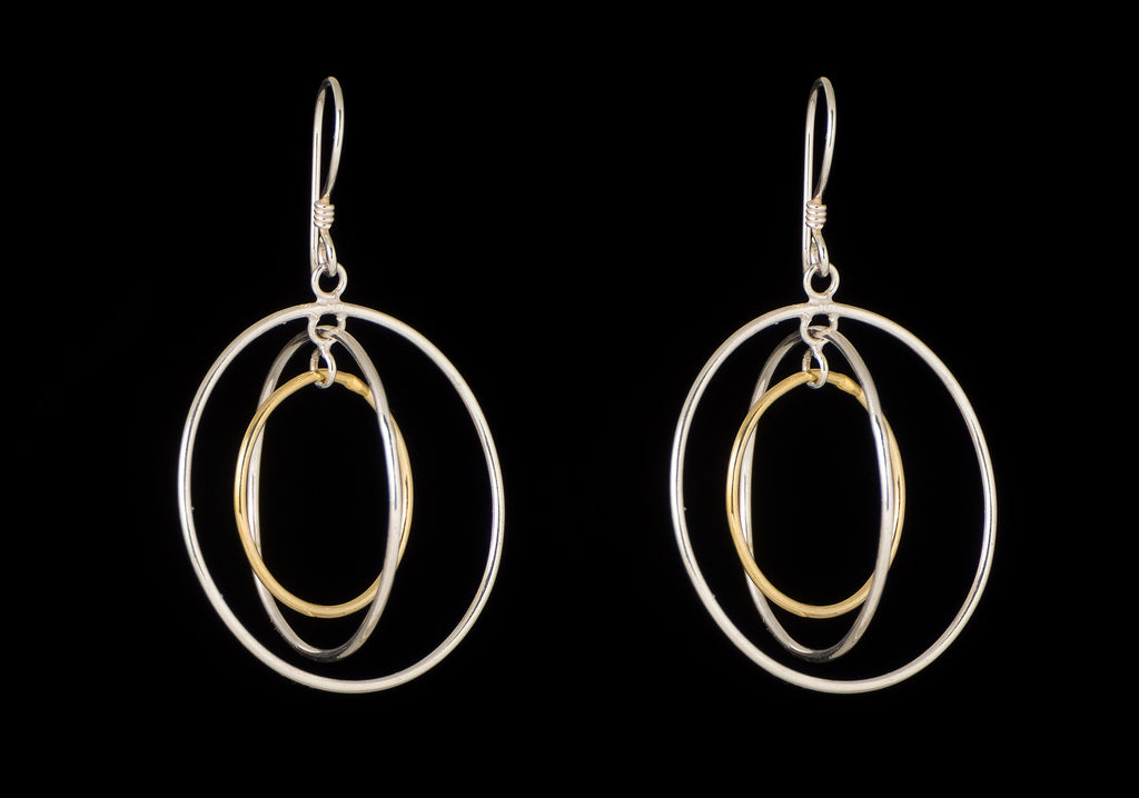 Earring Round 3 In1 Silver,Gold