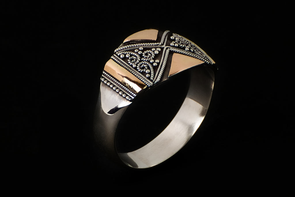 Ring Silver Gold Jawan,Triangle - Bambu Silver Jewellry