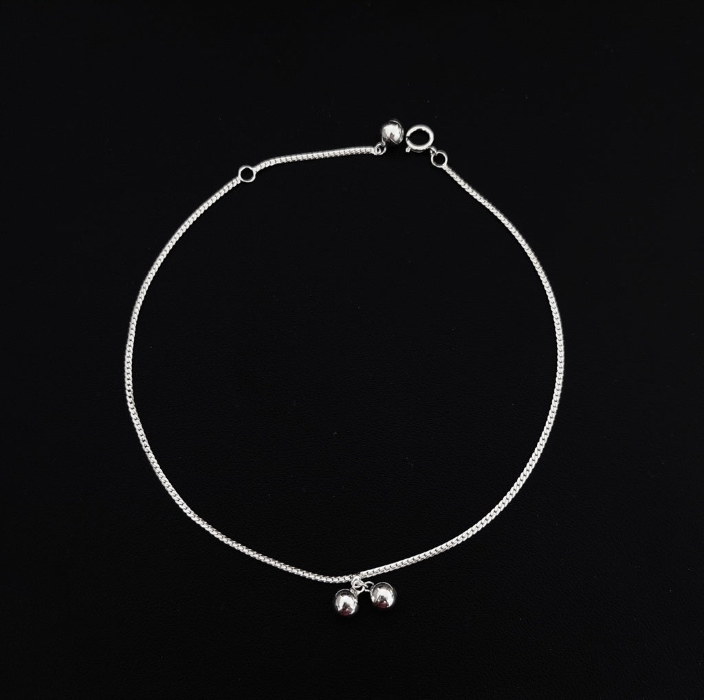Angklet with Balls Adjustable - Bambu Silver Jewellry