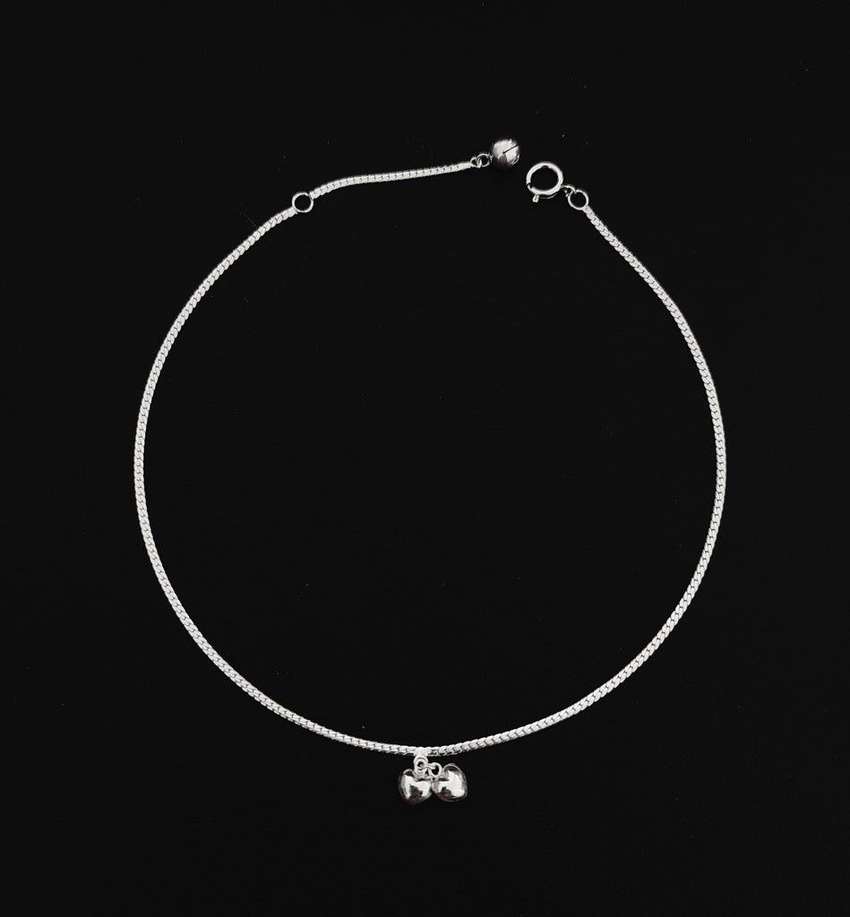 Anklet with Hearts Adjustable - Bambu Silver Jewellry