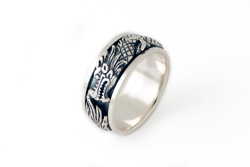 Ring Man Spinning Naga Phon 10mm - Bambu Silver Jewellry