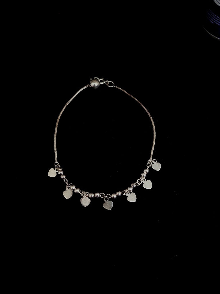 Anklet Hearts Balls Plain - Bambu Silver Jewellry