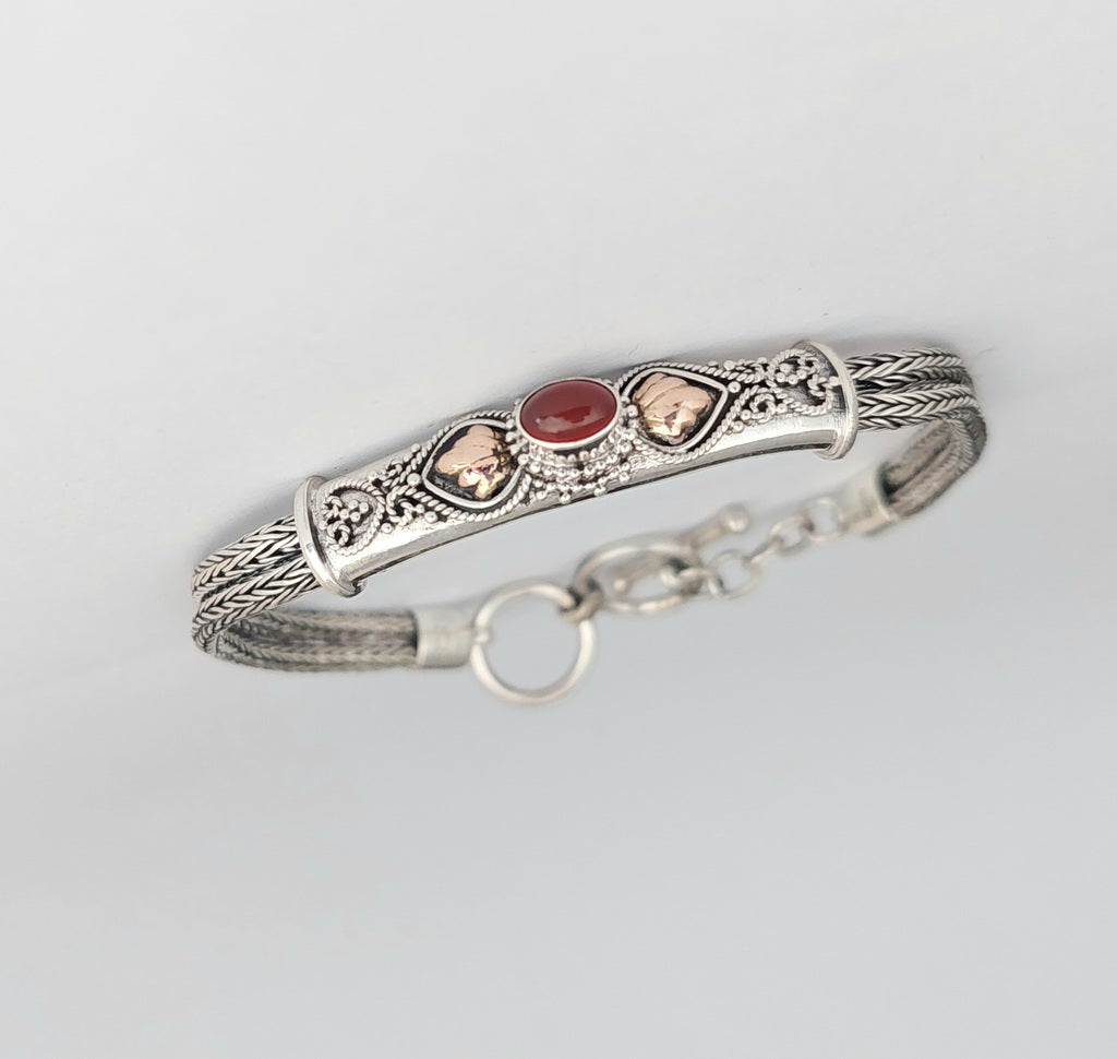 Bracelet Silver Gold Cust With Stone - Bambu Silver Jewellry