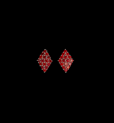 Earring Stud Rhombus Mix Stone