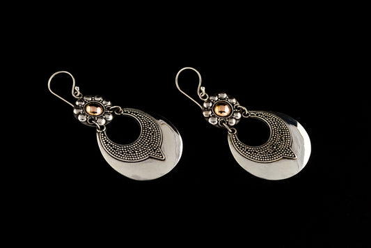 Earring Oval Flower With Gold