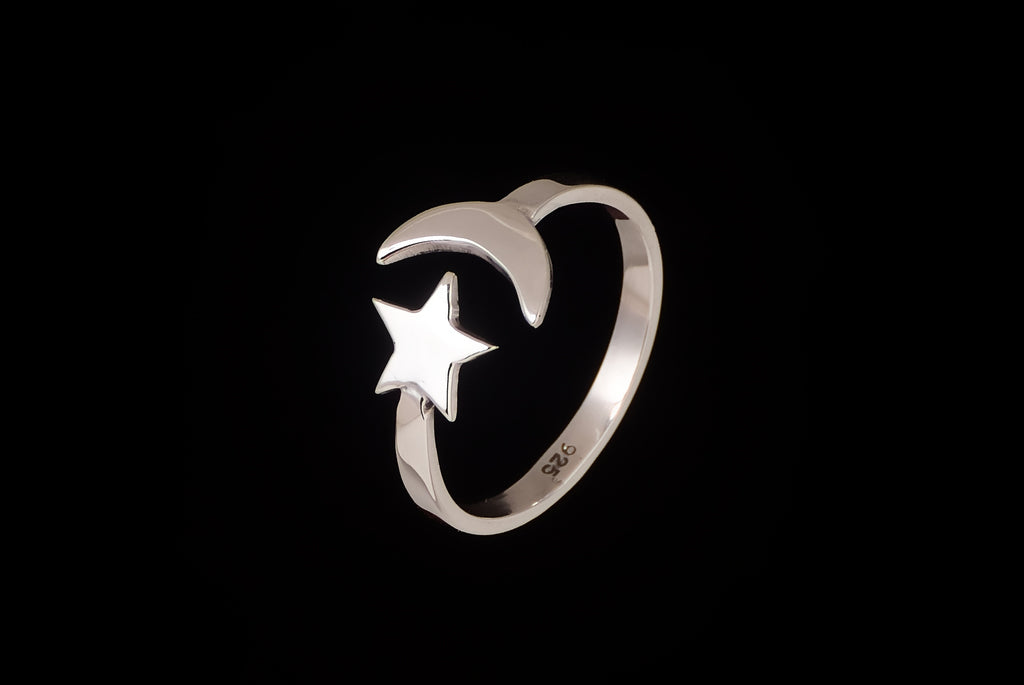Small Ring Moon & Star - Bambu Silver Jewellry