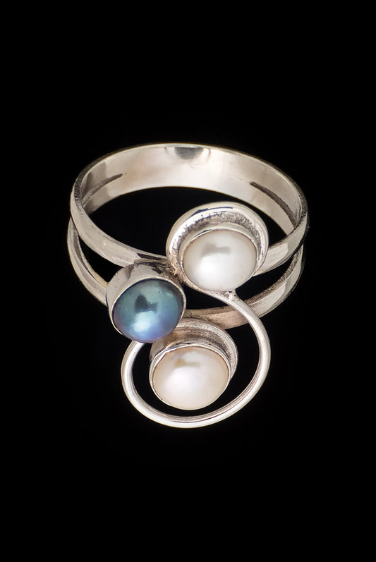 Ring Pearl 3 In 1 Small - Bambu Silver Jewellry