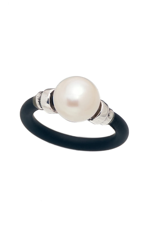 Ring Pearl Single Rubber - Bambu Silver Jewellry