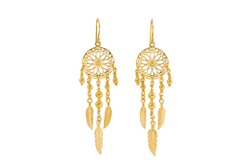 Earring Dream Catcher with Beads Feather