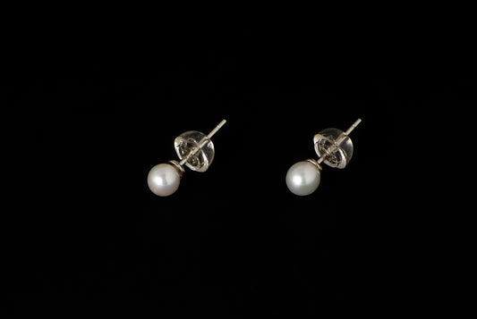 Earring Pearl Stud Basic Round - Bambu Silver Jewellry