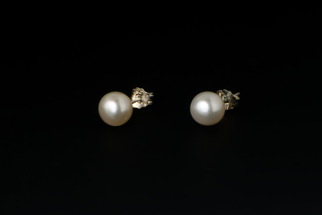 Earring Pearl Stud Basic Round - Bambu Silver Jewellry