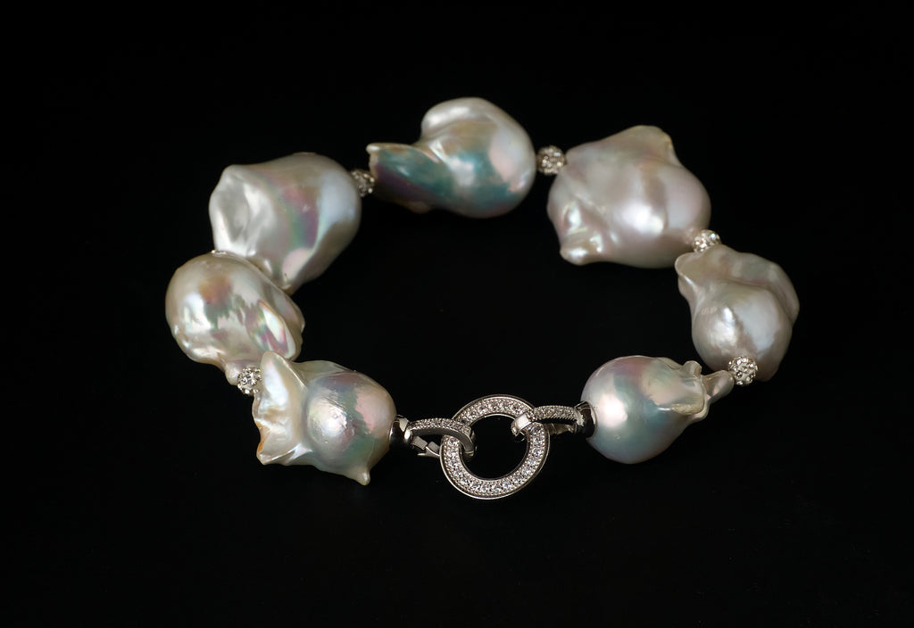 Bracelet Pearl Baroque W.Zircon Beads