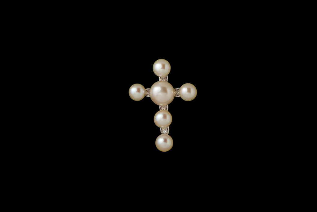 Pendant Pearl Cross Zircon 2.9x2cm