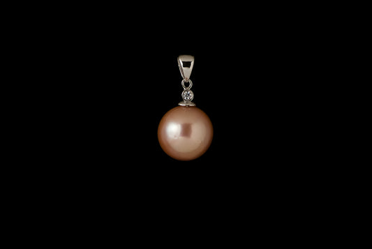 Pendant Pearl Basic Round Zircon 13-15mm - Bambu Silver Jewellry