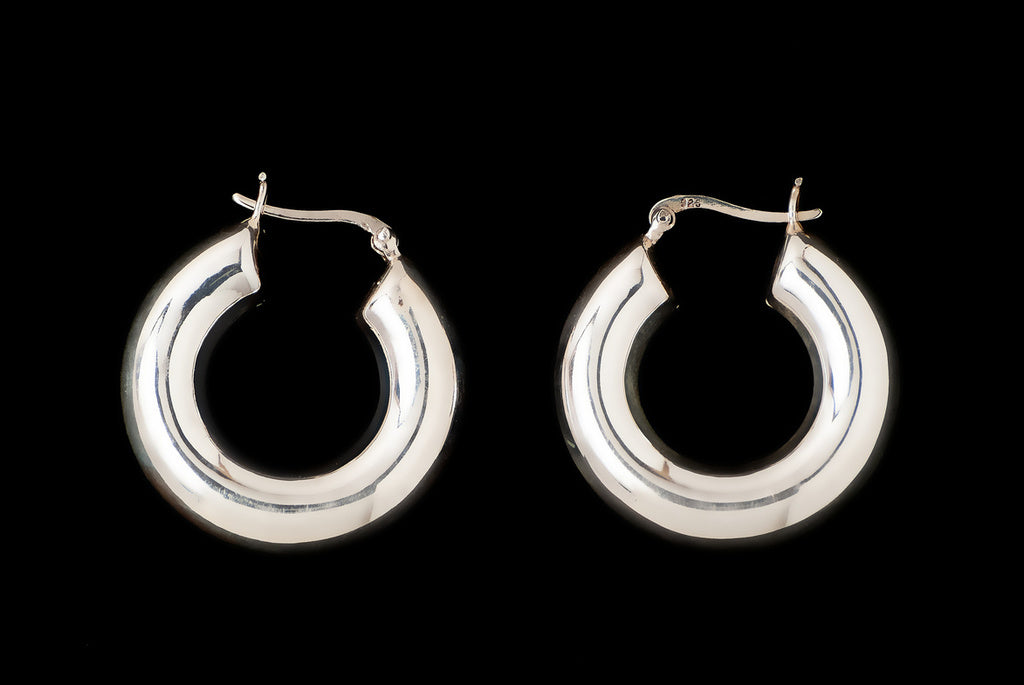 Earring Aro Pipe Fat 8 x 30mm - Bambu Silver Jewellry