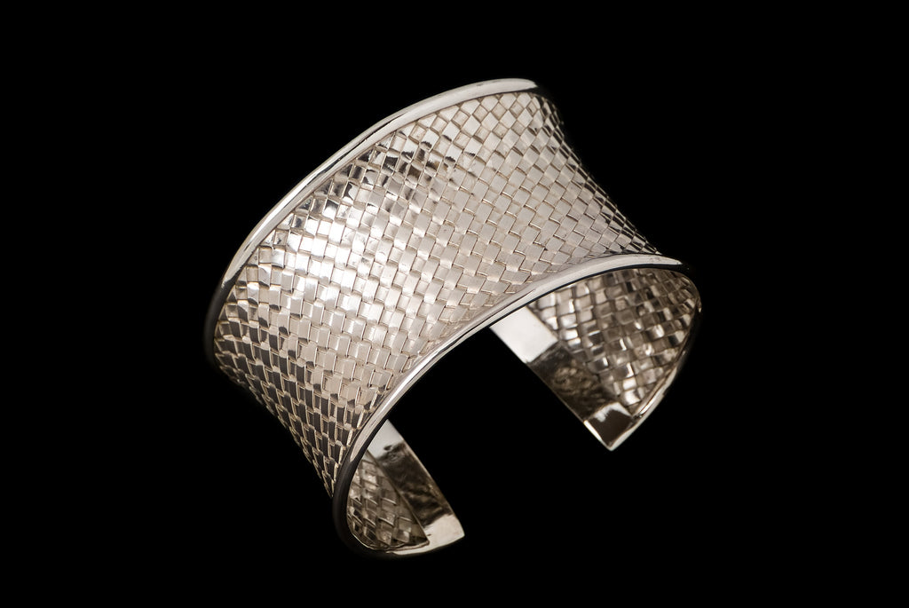 Cuff Anyaman - Bambu Silver Jewellry