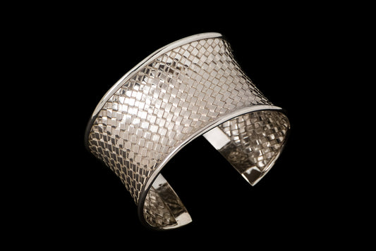 Cuff Anyaman - Bambu Silver Jewellry