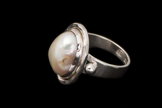Ring Pearl Abstract Bro Oval - Bambu Silver Jewellry