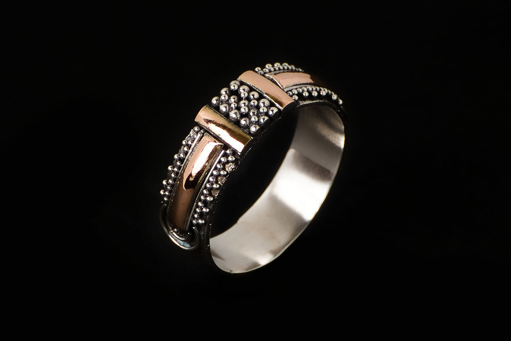 Ring Silver Gold T 7mm - Bambu Silver Jewellry