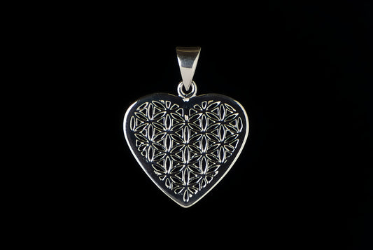 Pendant Flower Of Life Heart 2cm - Bambu Silver Jewellry