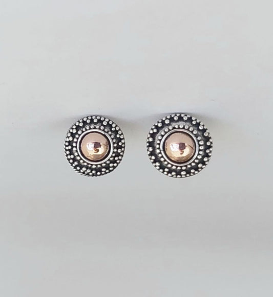 Earring Stud Silver Gold Round Jawan 10mm
