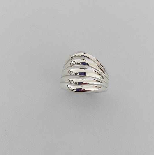 Ring Plain 5 Lines 1.9cm - Bambu Silver Jewellry