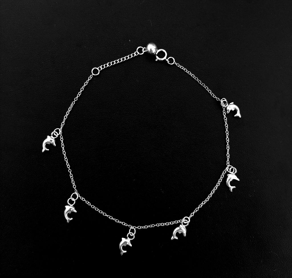 Anklet Dolphins Adjustable - Bambu Silver Jewellry