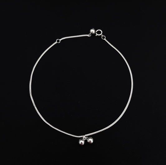 Angklet with Balls Adjustable - Bambu Silver Jewellry