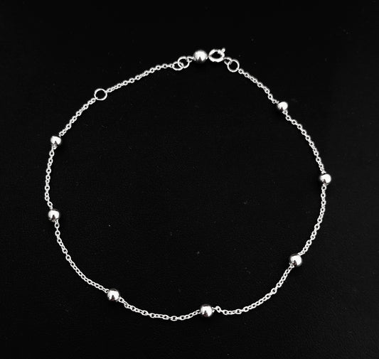 Anklet with Balls Adjustable - Bambu Silver Jewellry