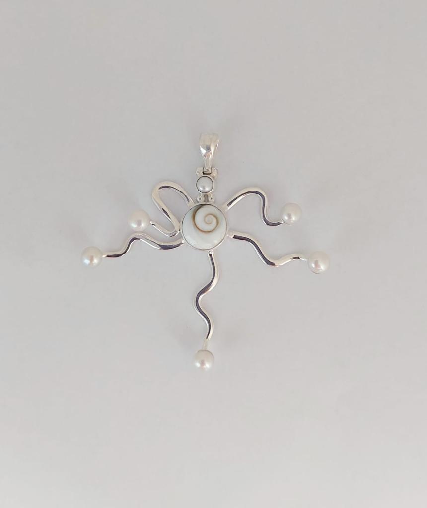 Pendant Pearl Abstract  With Shiva Eyes