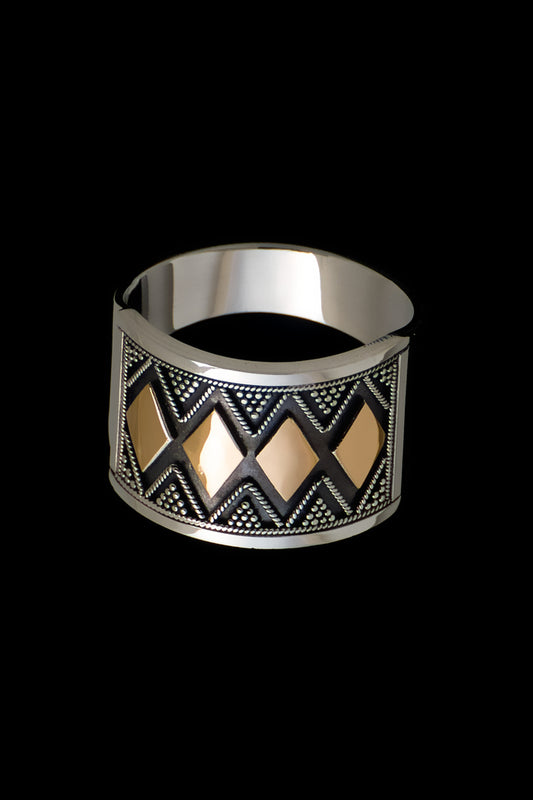 Ring Silver Gold Snake Eye / Wajik 15mm - Bambu Silver Jewellry