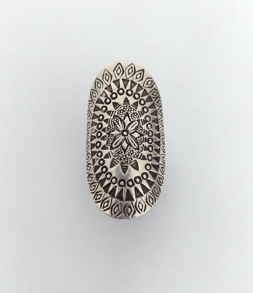 Ring Hills Oval Long Decor 4cm Free Size - Bambu Silver Jewellry