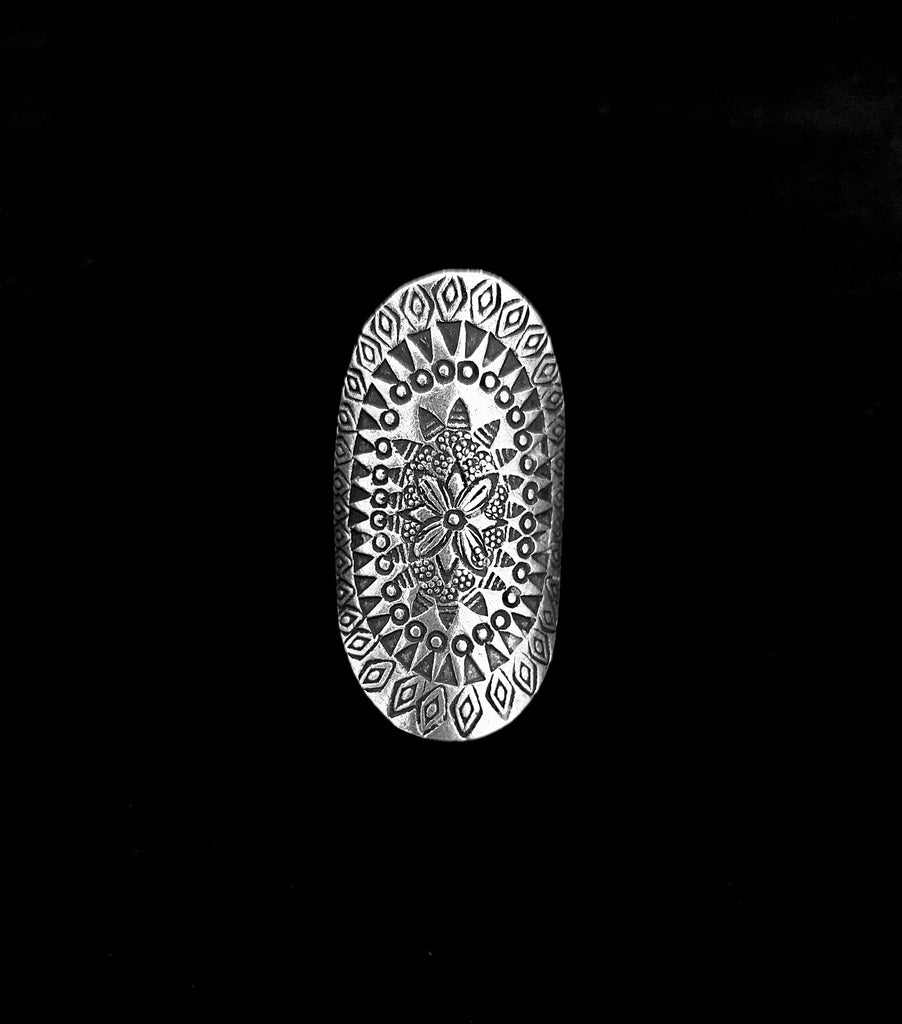 Ring Hills Oval Long Decor 4cm Free Size - Bambu Silver Jewellry